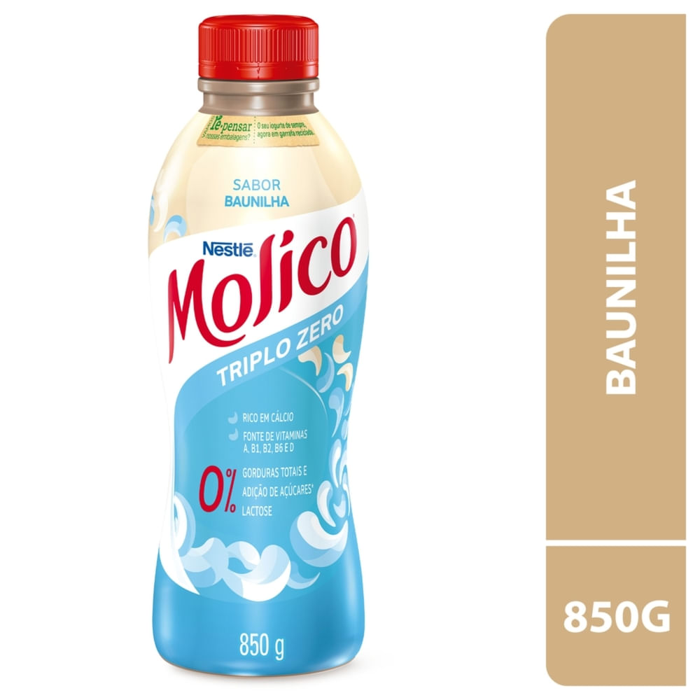 Iogurte Molico Desnatado Baunilha Zero Lactose Garrafa 850g