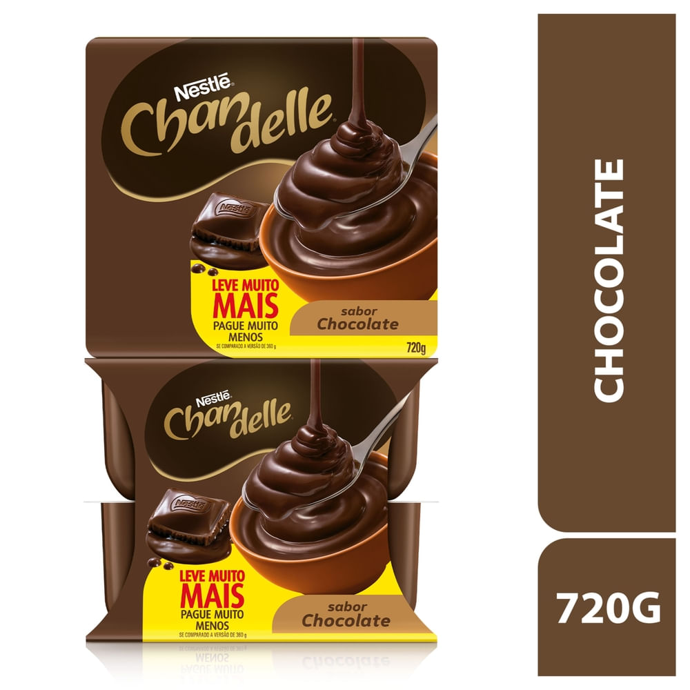 Sobremesa Chandelle Chocolate 720g com 6 Unidades 90g Grátis