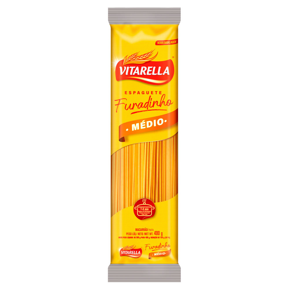 Macarrão Furadinho Médio Vitarella Pacote 400g