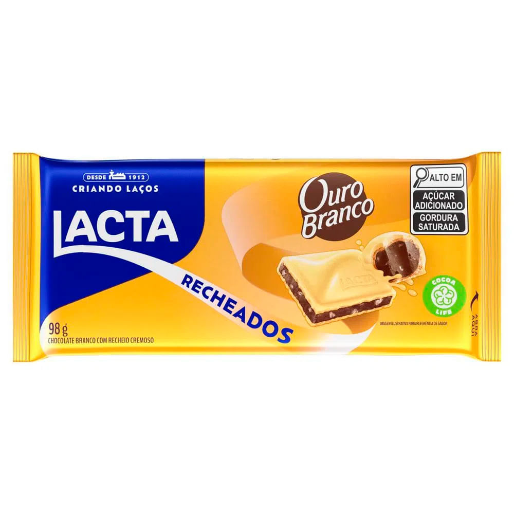 Chocolate Recheado Lacta Ouro Branco 98g