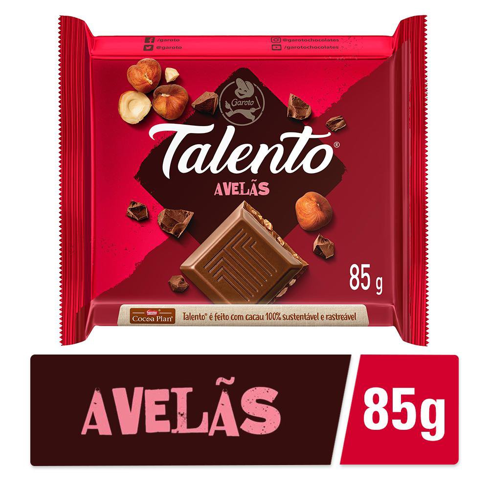 Chocolate ao Leite Garoto Talento com Avelãs 85g