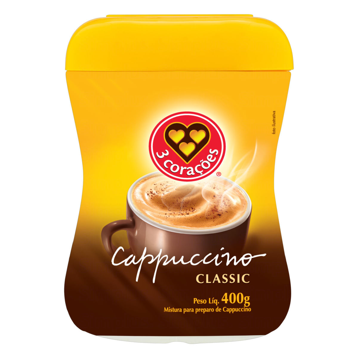 Cappuccino Solúvel 3 Corações Classic Pote 400g