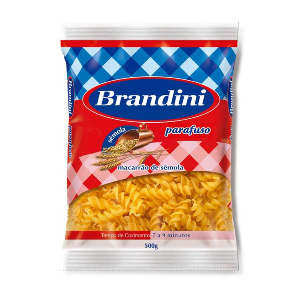 Macarrão de Sêmola Parafuso Brandini c/ Ovos Pacote 500g