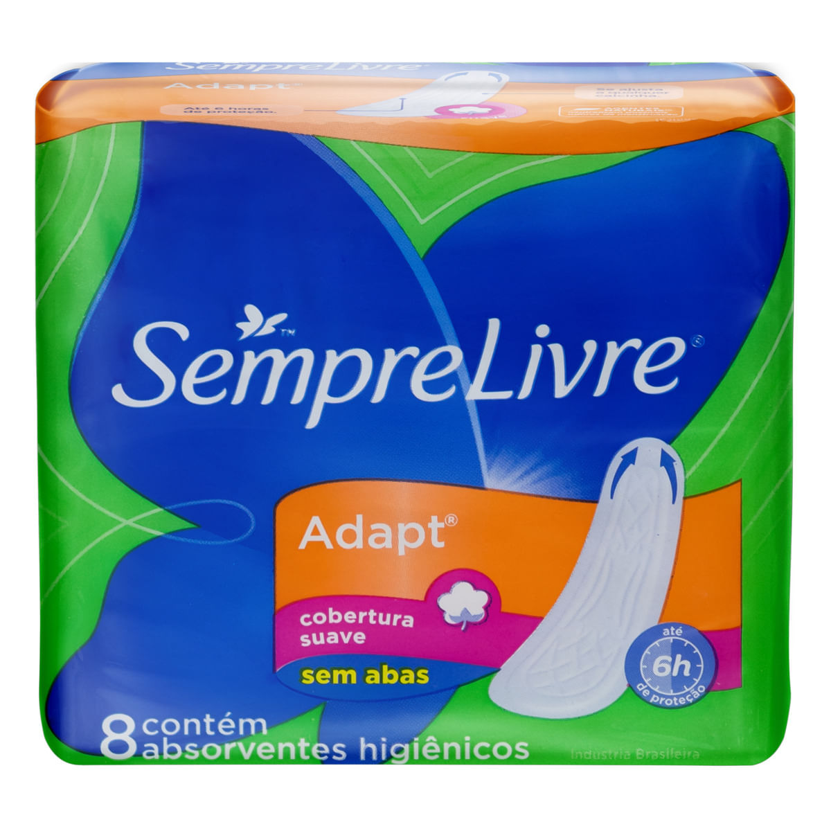 Absorvente Sempre Livre Cobertura Suave sem Abas Adapt com 8 Unidades