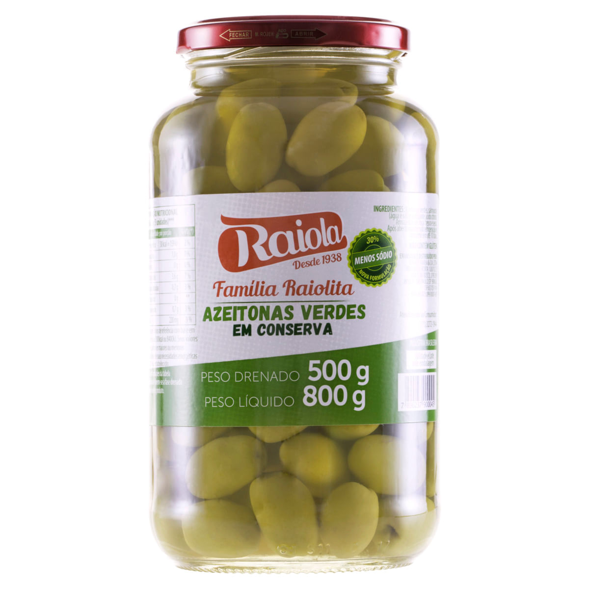 Azeitona Verde Raiola Família Raiolita Vidro 500g
