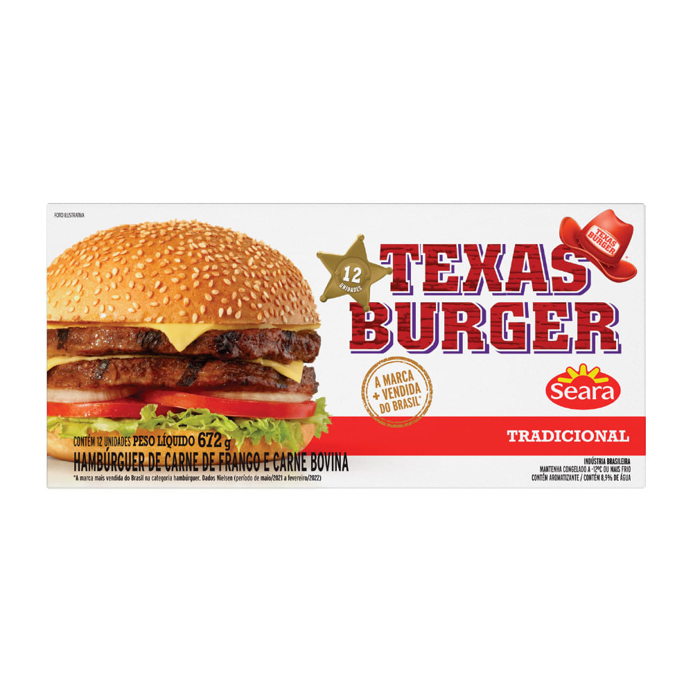 Hambúrguer Seara Texas Congelado 672g