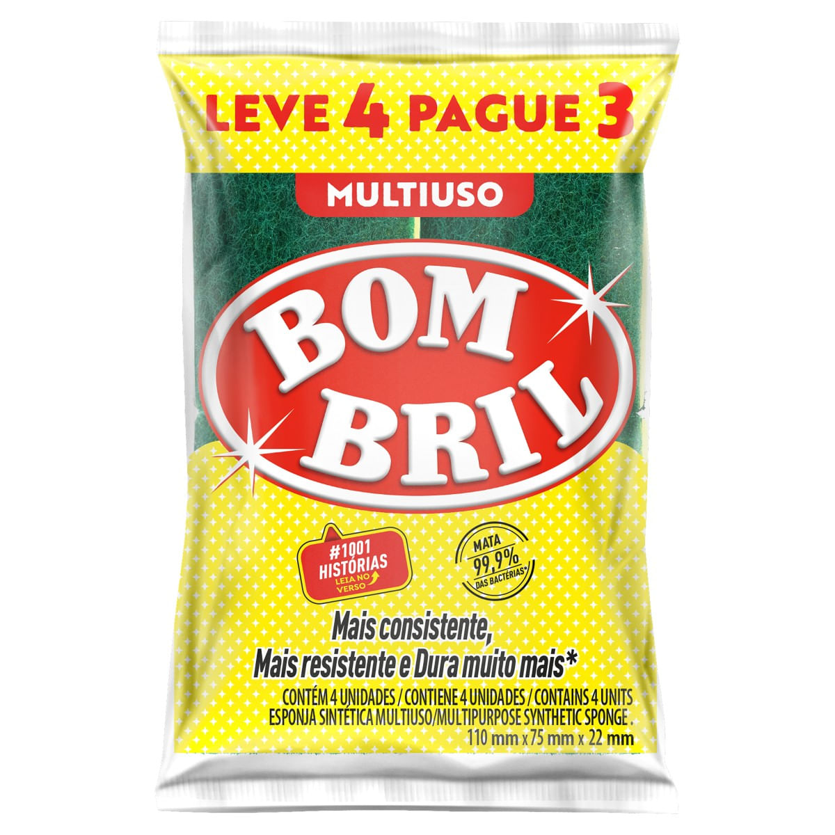 Esponja Bombril Multiuso Leve 4 Pague 3 Unidades