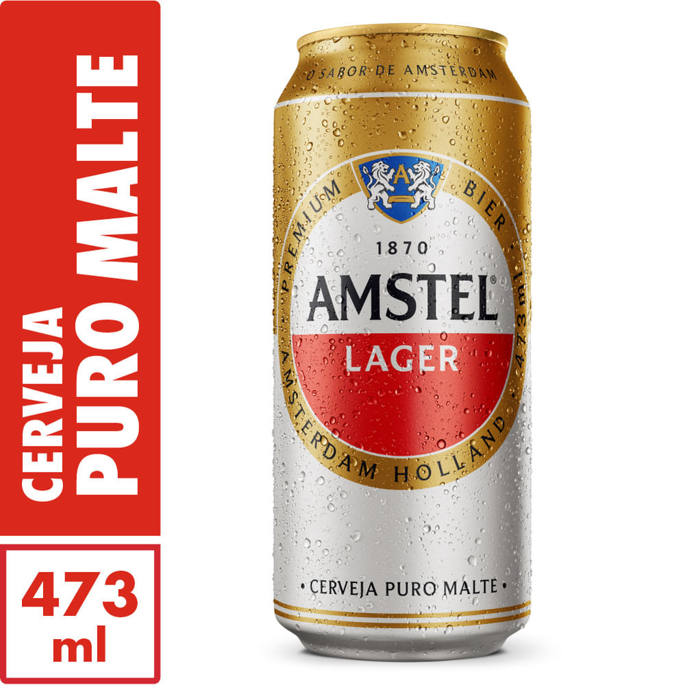 Cerveja Amstel Lager Puro Malte Lata 473ml