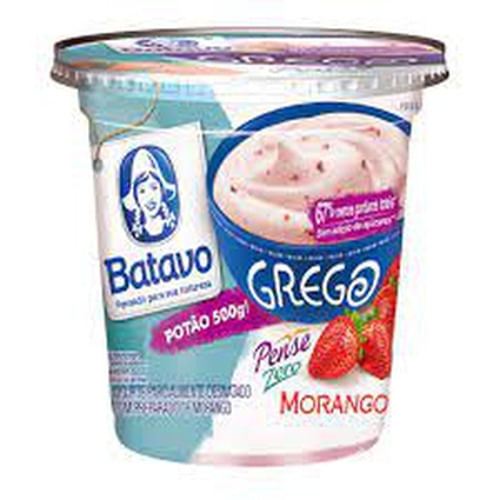 Iogurte Batavo Pense Zero Parcialmente Desnatado Grego Morango ZeroLactose Pote 450g