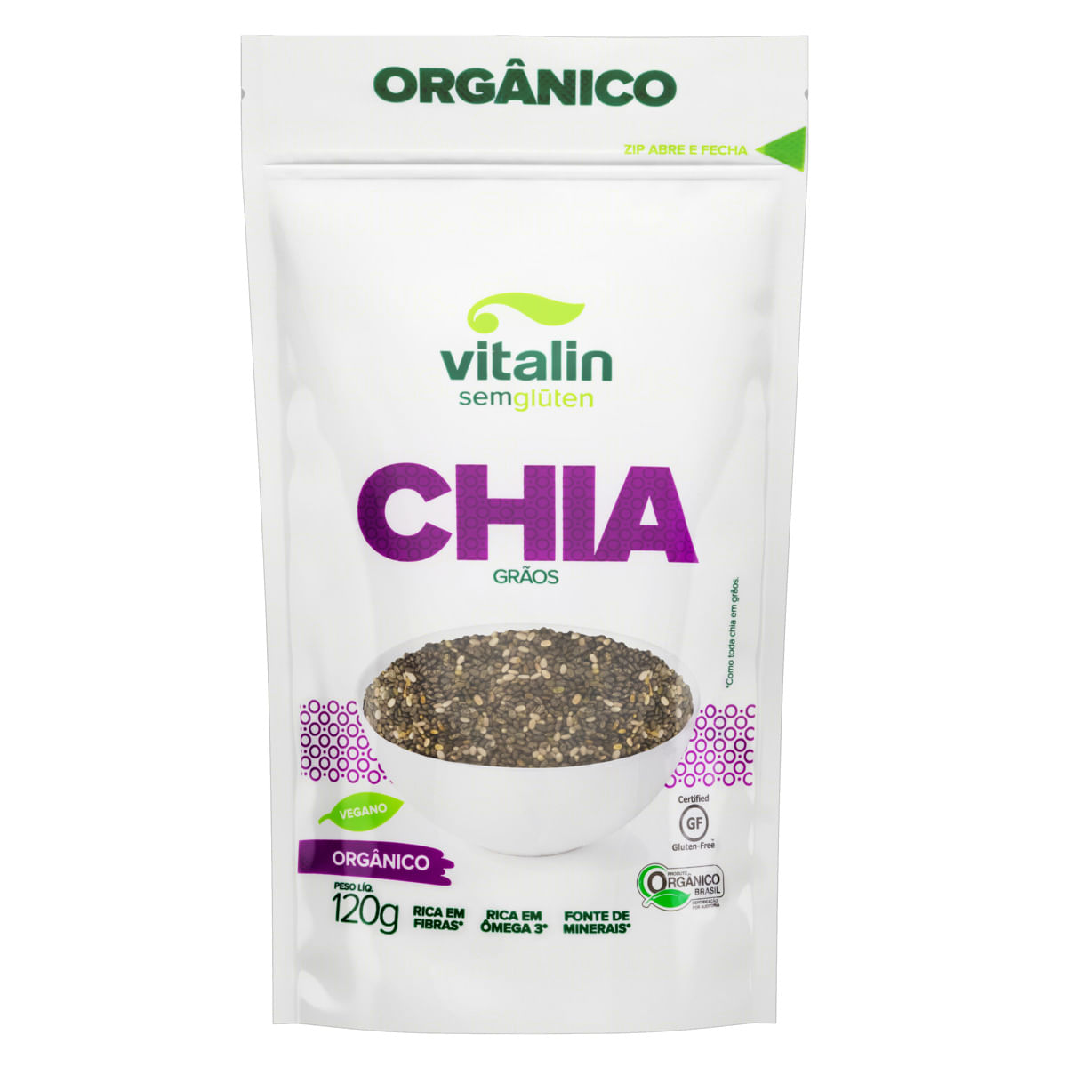 Chia em Grãos Vitalin Orgânica Pouch 120g