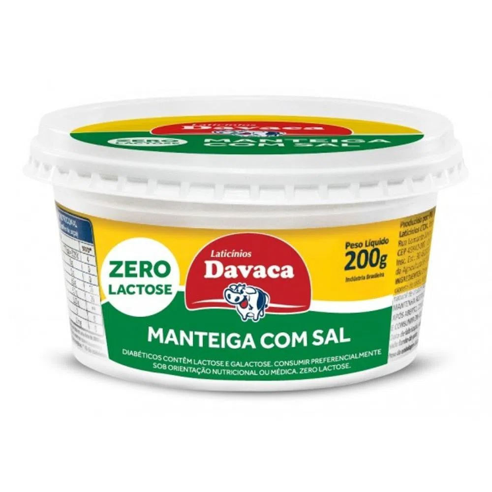Manteiga Davaca Zero Lactose com Sal 200g