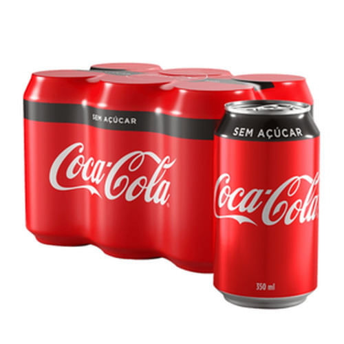 Refrigerante Coca-Cola sem Açúcar Lata 350ml com 6 Unidades Leve Mais Pague Menos