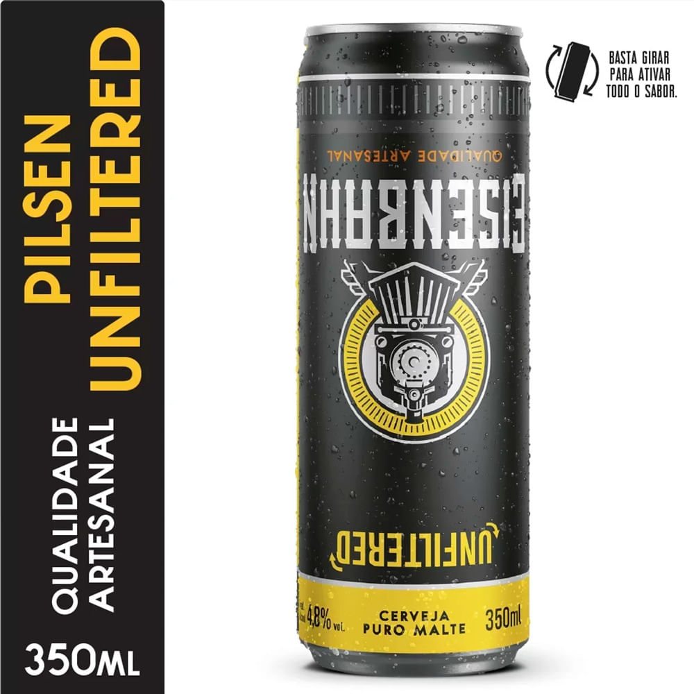 Cerveja Eisenbahn Pilsen Puro Malte Unfiltered Lata 350ml