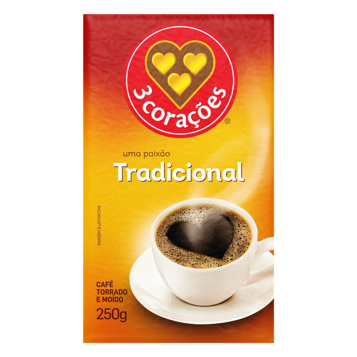 Café em Pó 3 Corações Torrado e Moído Tradicional a Vácuo 250g