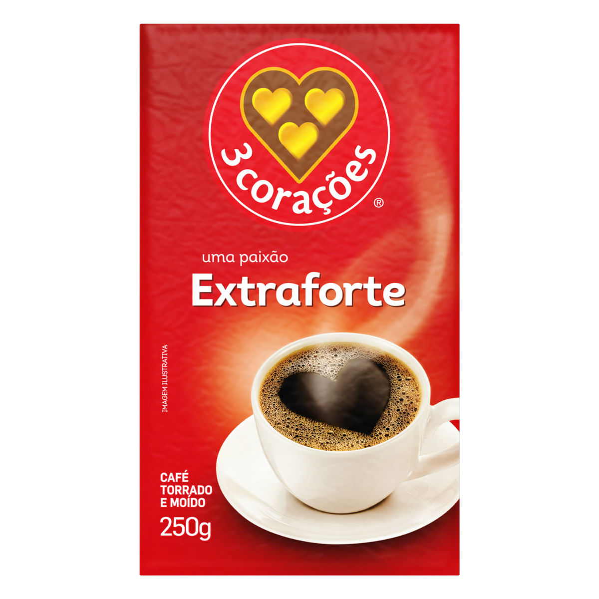 Café em Pó 3 Corações Torrado e Moído Extraforte a Vácuo 250g