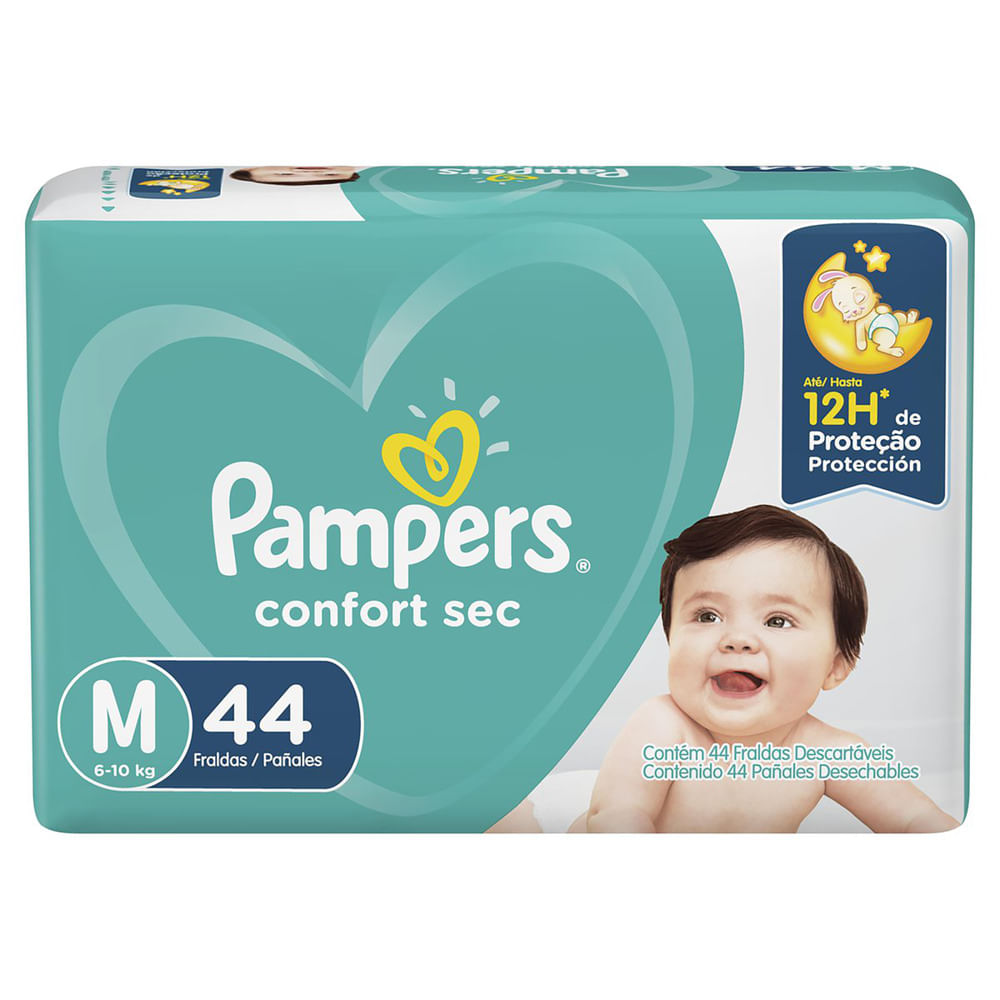 Fralda Descartável Pampers Confort Sec Mega M com 44 Unidades