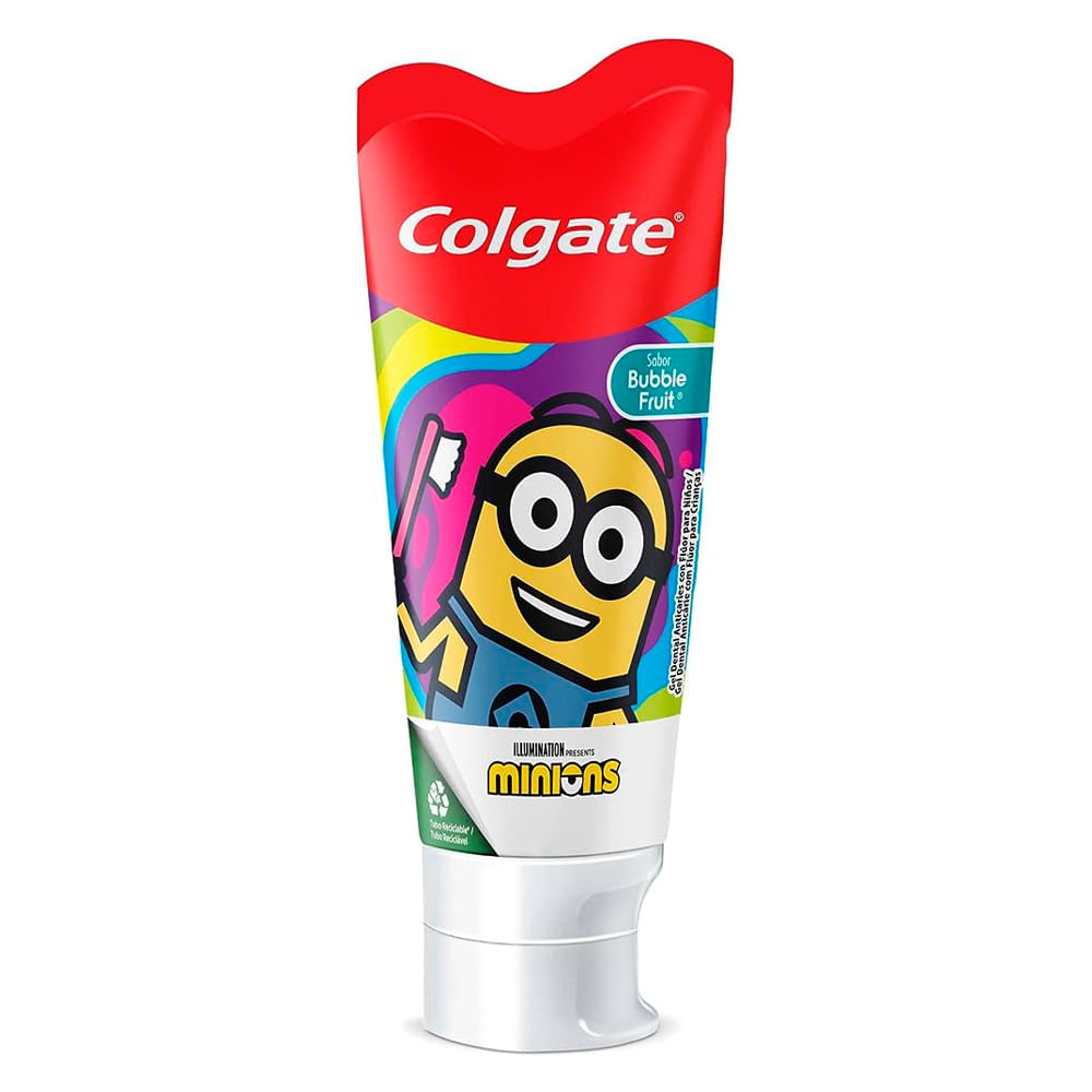 Colgate Creme Dental Infantil Smiles Minions 100g, Gel Bubble Fruit, Proteção Contra Cáries