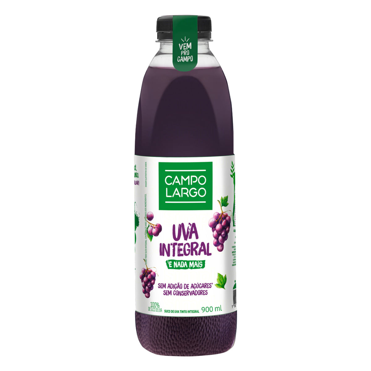 Suco Integral Campo Largo Uva Tinto s/ Açúcar Garrafa 900ml