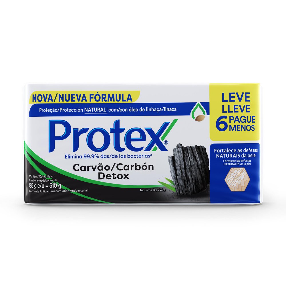 Sabonete em Barra Protex Carvão Detox 85g com 6 Unidades