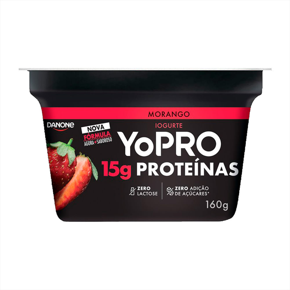 Iogurte Yopro Zero Lactose sem Açúcar 15g Proteínas Morango Pote 160g