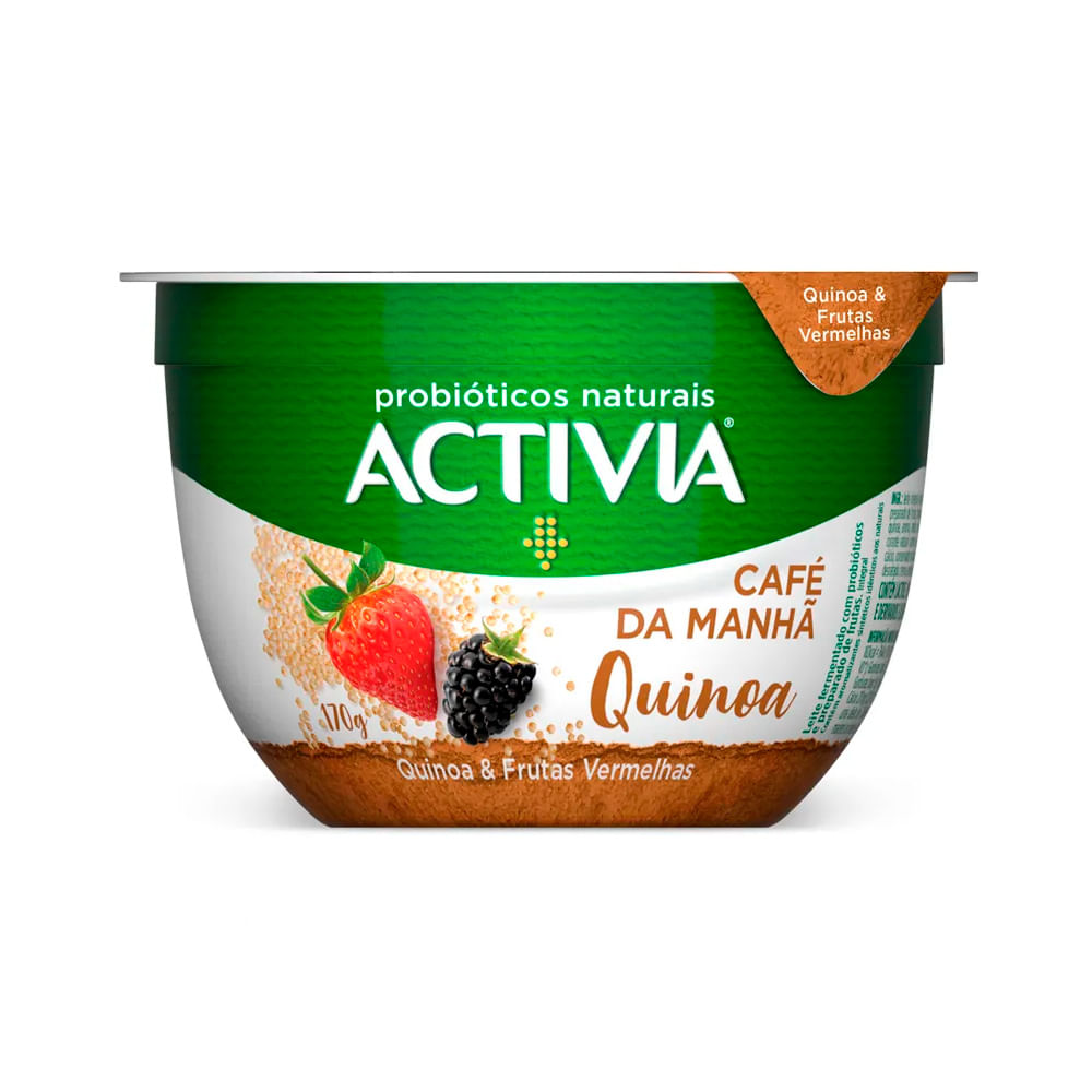 Leite Fermentado Integral Activia Café da Manhã Quinoa & Frutas Vermelhas Pote 170g