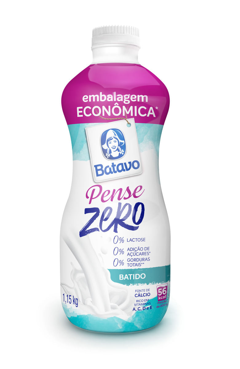 Iogurte Desnatado Batavo Pense Zero 0% Lactose Mel Batido 1,15Kg Embalagem Econômica