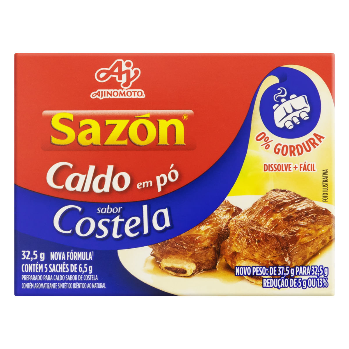 Caldo em Pó Sazon Costela 32,5g com 5 Unidades