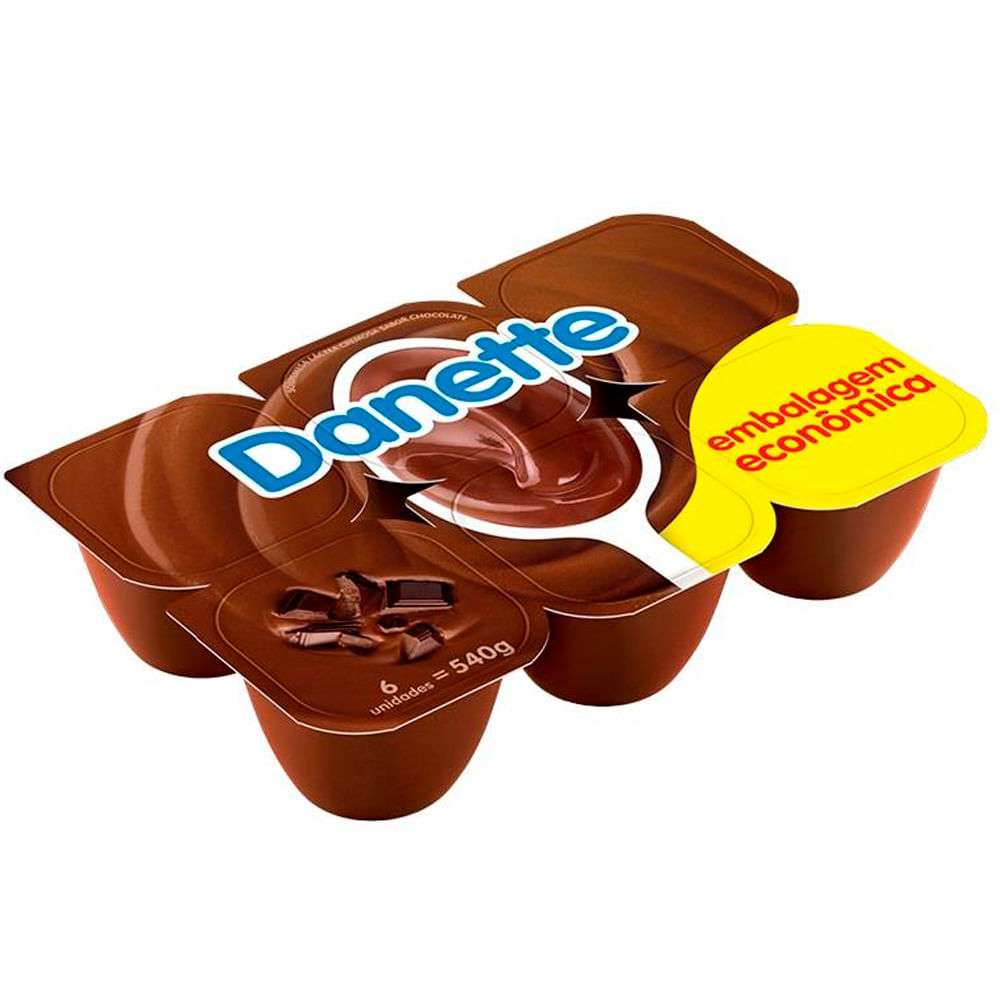 Sobremesa Láctea Danette Chocolate ao Leite Bandeja 540g com 6 Unidades
