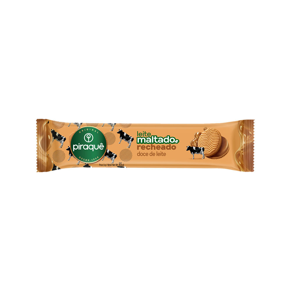 Biscoito Recheado Piraquê Leite Maltado Doce de Leite 85g