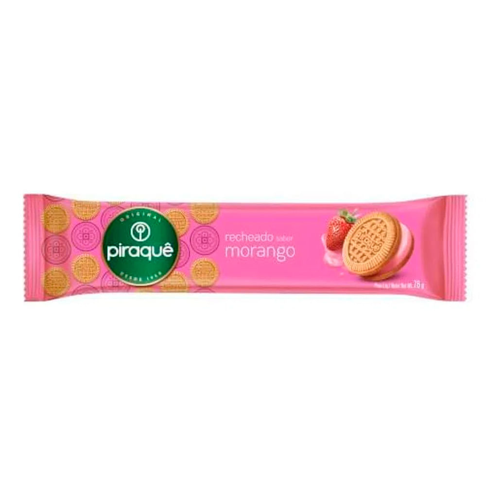 Biscoito Recheado Piraquê Morango Pacote 76g