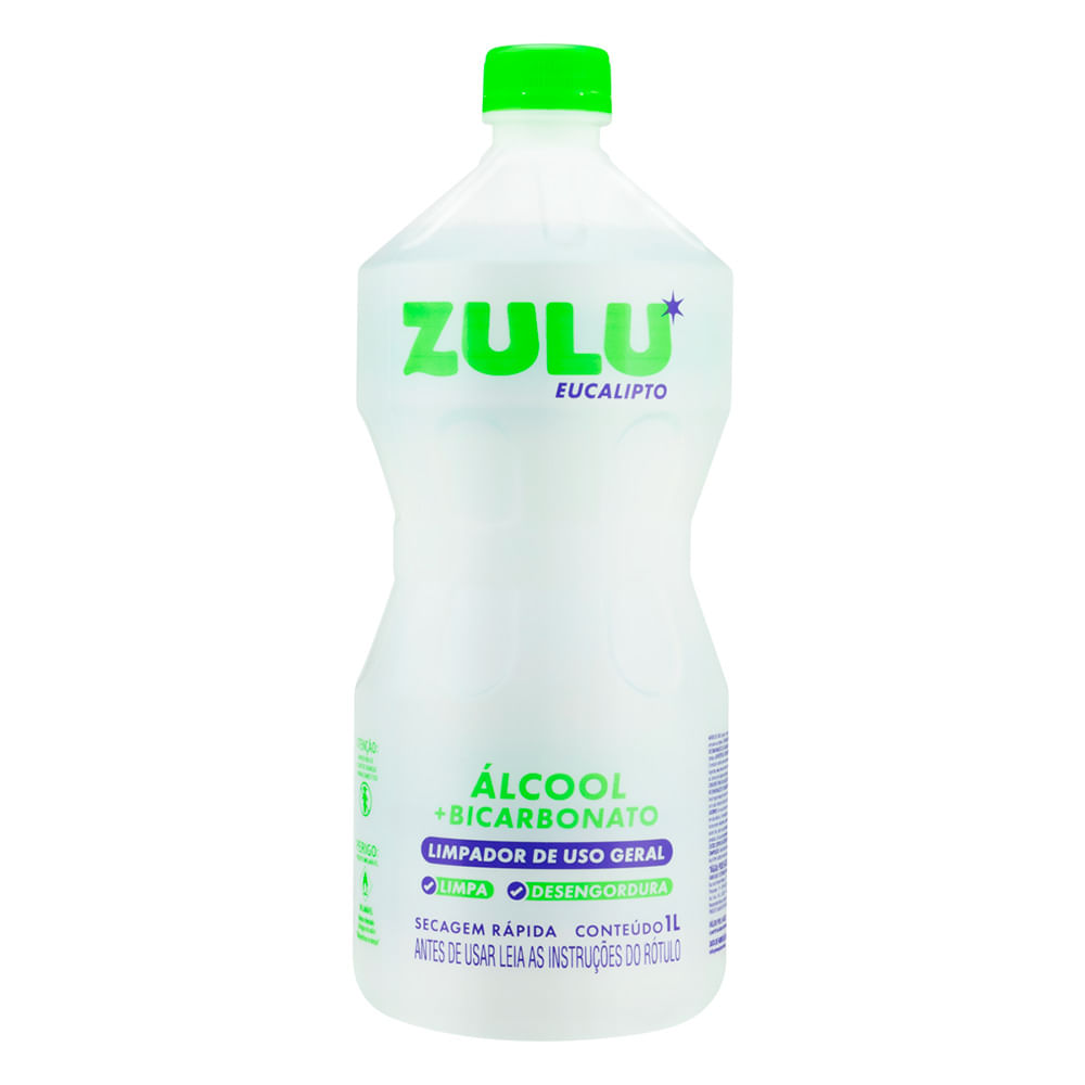 Álcool Líquido Zulu com Bicarbonato Eucalipto Frasco 1 Litro
