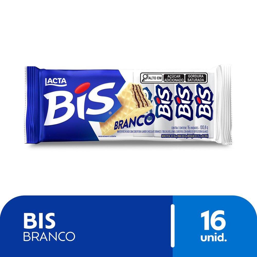 Wafer Lacta Bis Cobertura Chocolate Branco 100,8g