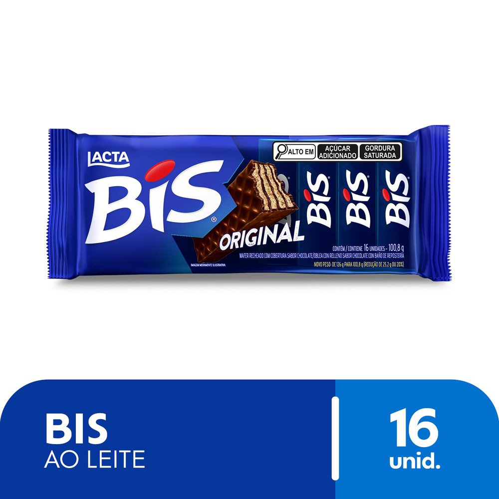 Wafer Lacta Bis Cobertura Chocolate 100,8g