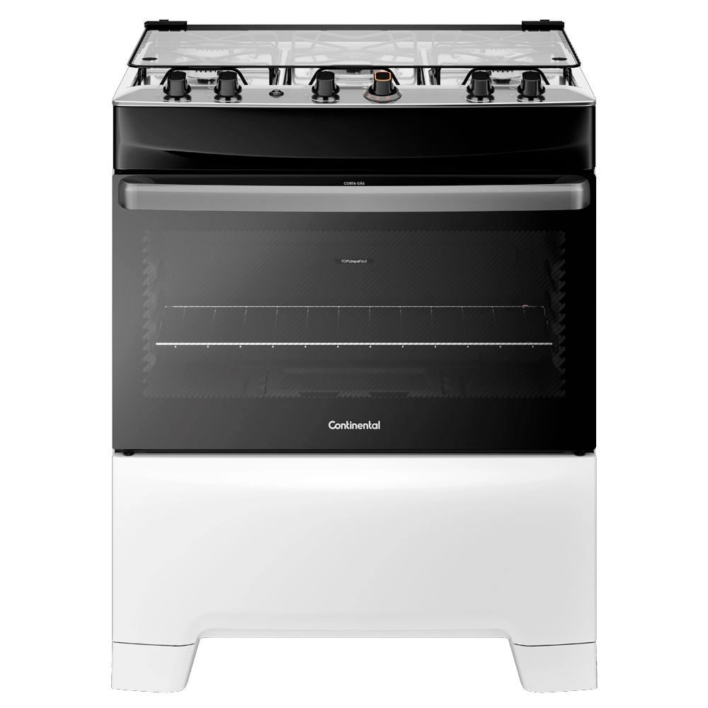 Fogão 5 Bocas Continental FC5IB Mesa de Inox Branco Bivolt