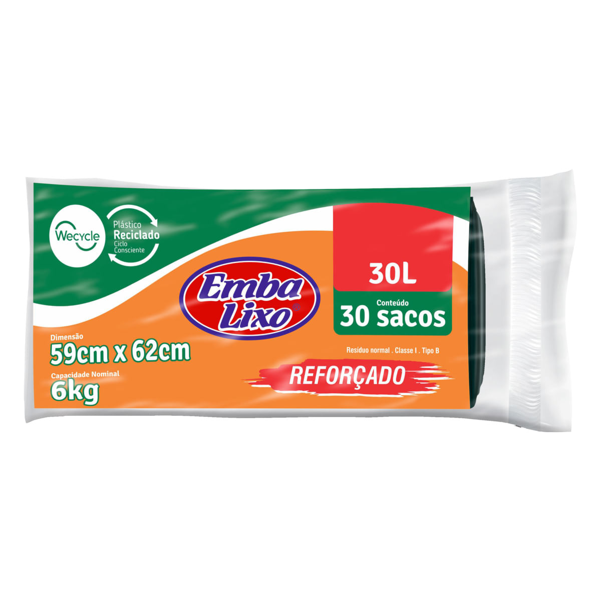 Saco P/ Lixo Embalixo Wecycle Preto 30l com 30 Unidades