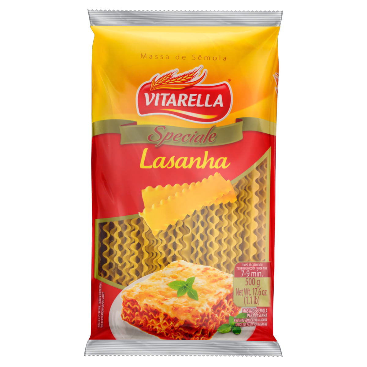 Massa de Sêmola para Lasanha Vitarella 500g