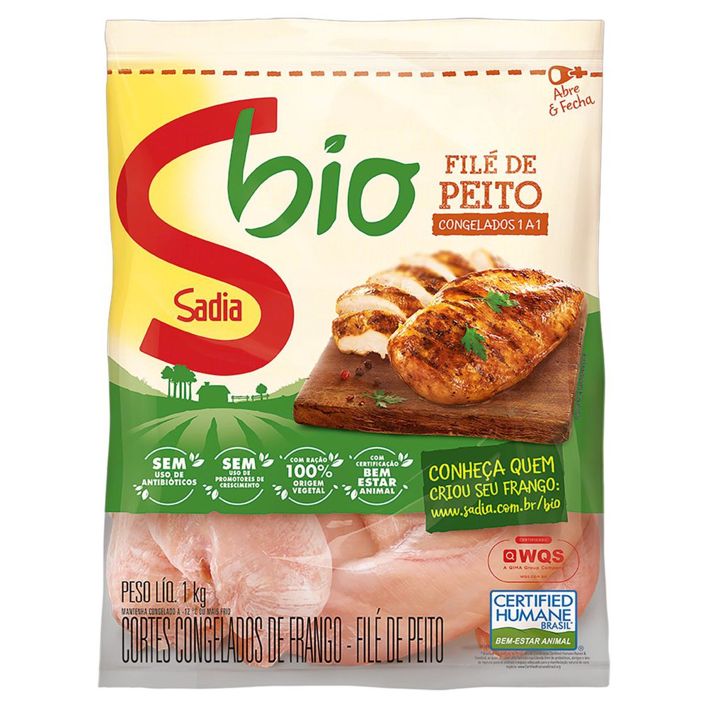 Filé de Peito de Frango Sadia Bio IQF Congelado 1Kg