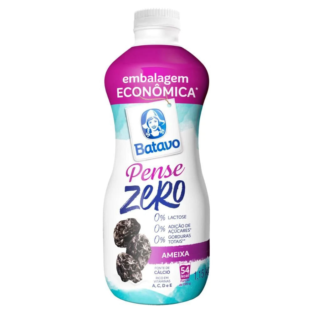 Iogurte Desnatado Batavo Pense Zero 0% Lactose Ameixa 1,15Kg Embalagem Econômica