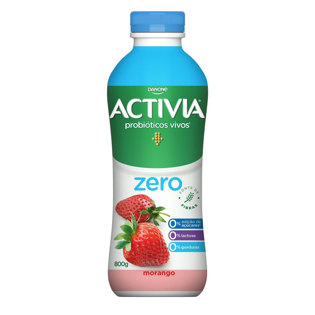 Leite Fermentado Desnatado Activia Zero Lactose Triplo Zero Morango 800g