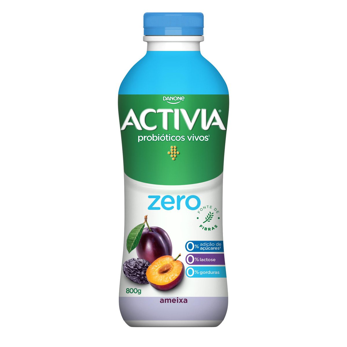 Leite Fermentado Desnatado Activia Zero Lactose Triplo Zero Ameixa 800g