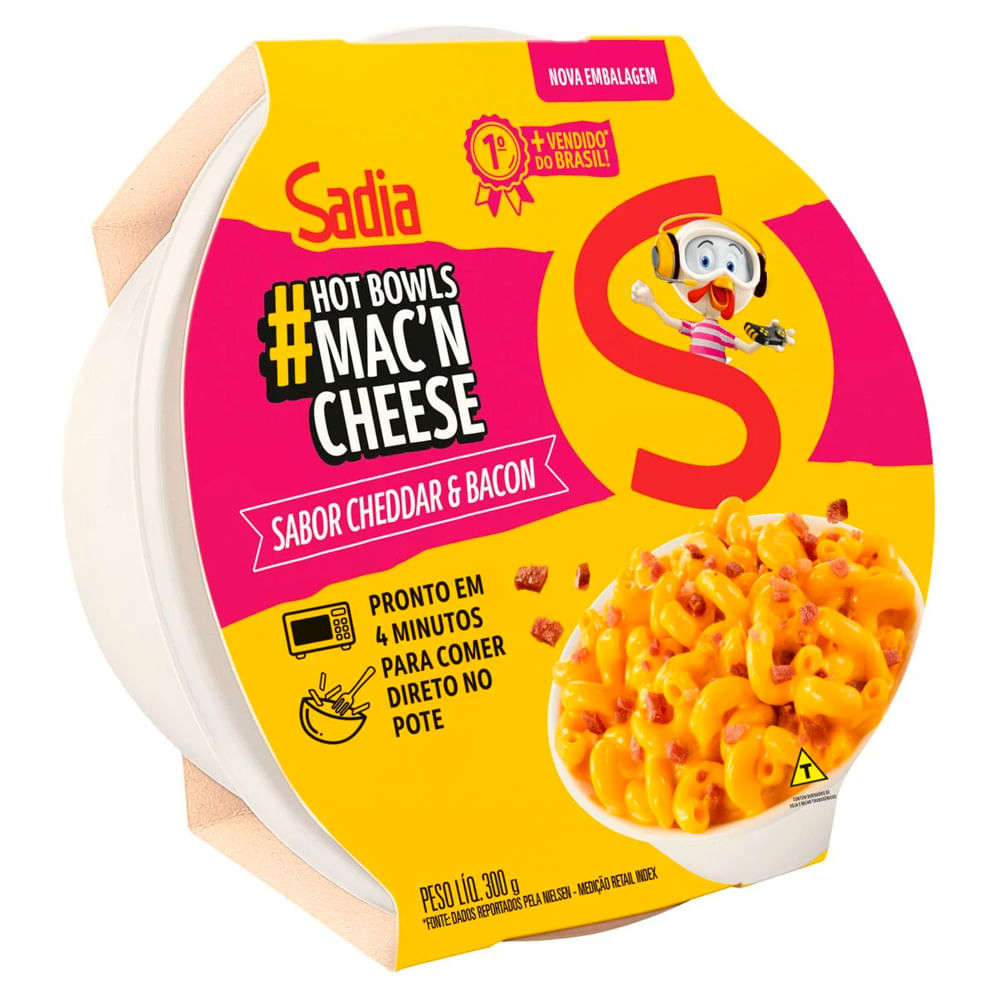 Mac'n Cheese Cheddar & Bacon Sadia Pote 300g