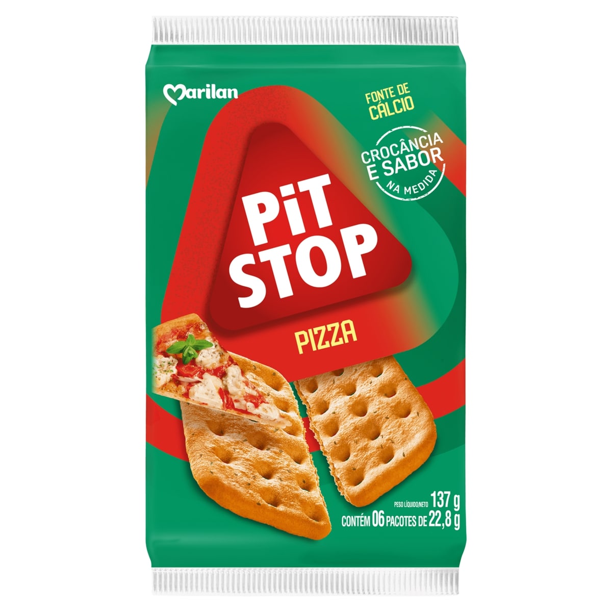 Biscoito Marilan Pit Stop Pizza Pacote 137g com 6 Unidades de 22,8g Cada
