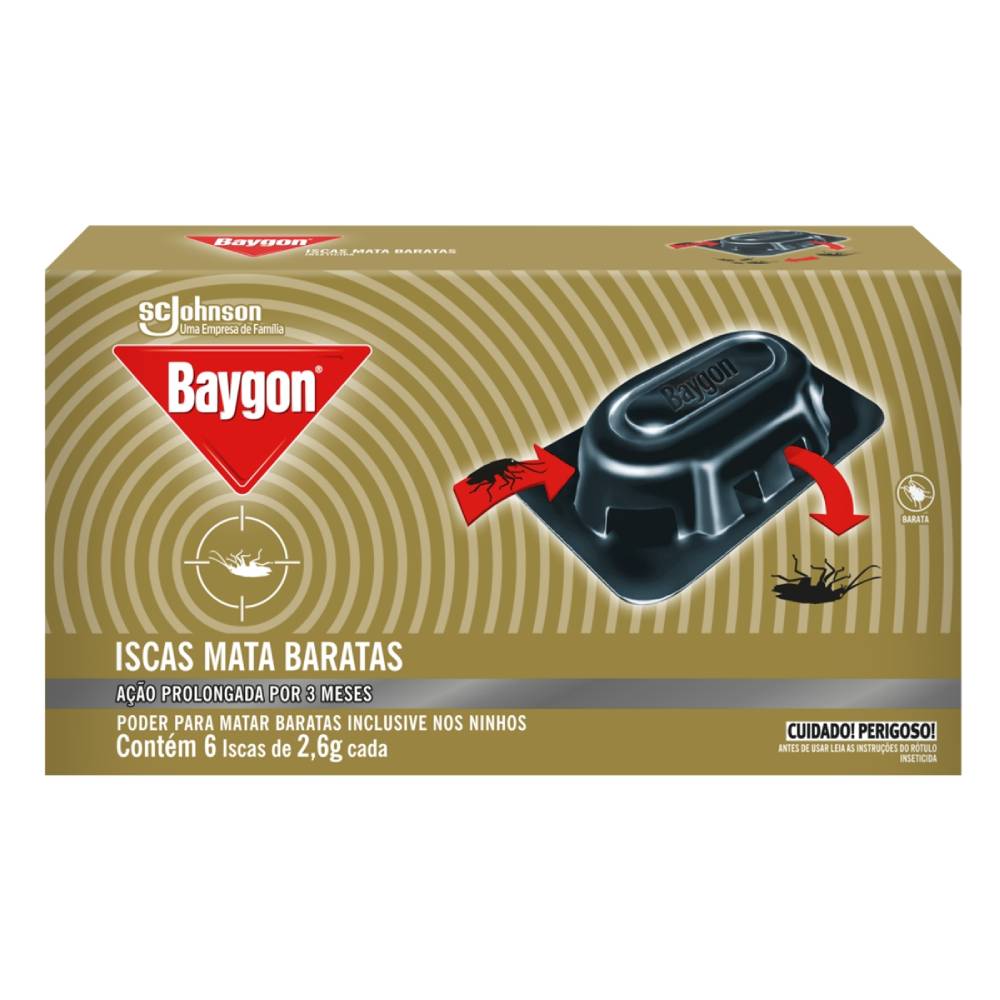 Inseticida Isca Mata Baratas Baygon c/ 6 Unid 2.6g Cada