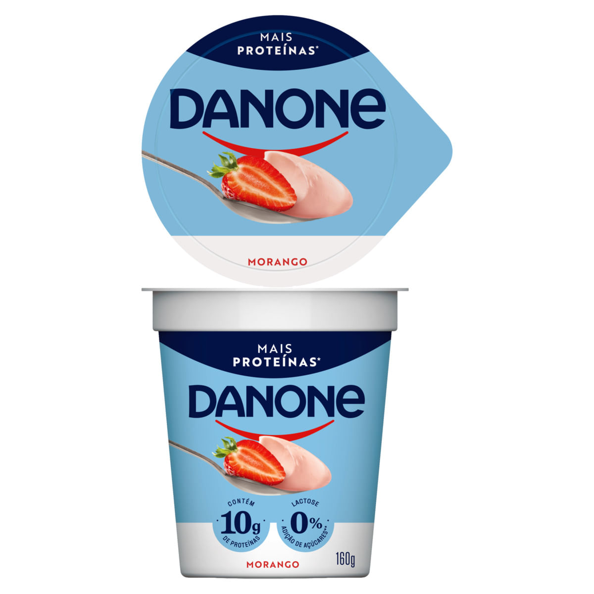 Iogurte Semidesnatado Danone 10g de Proteínas 0% Lactose sem Açúcar Morango Copo 160g
