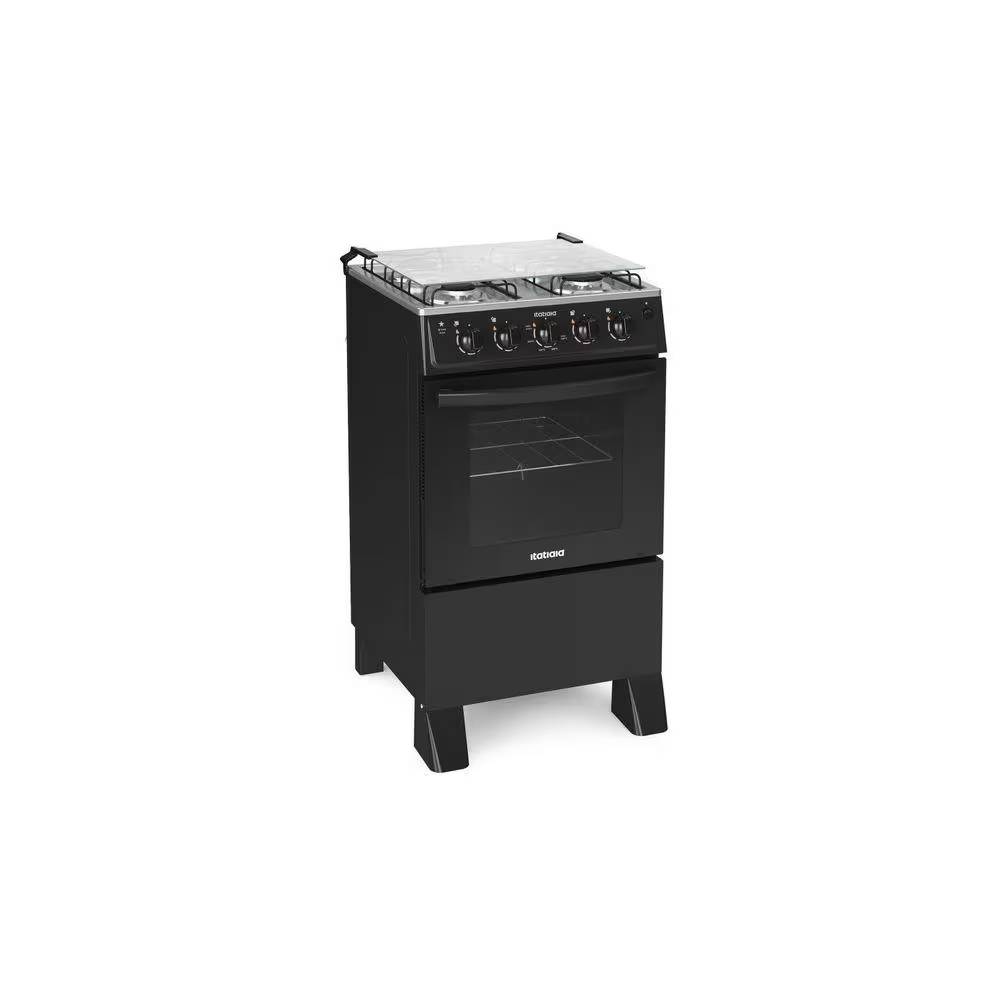 Fogão 4 Bocas Bocas Itatiaia Star New Acendimento Automático Mesa Inox Preto Bivolt