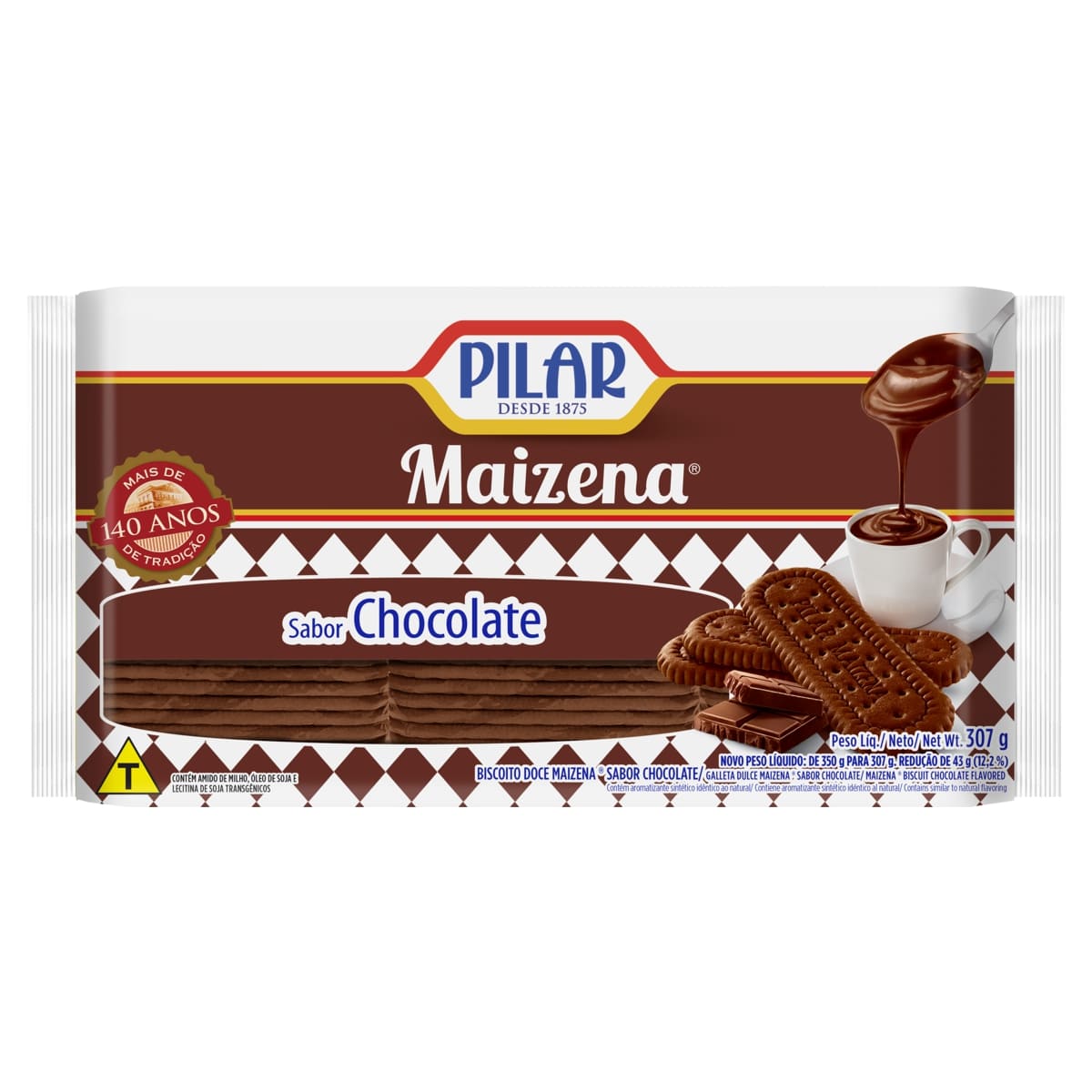 Biscoito Maizena Pilar Chocolate 307g