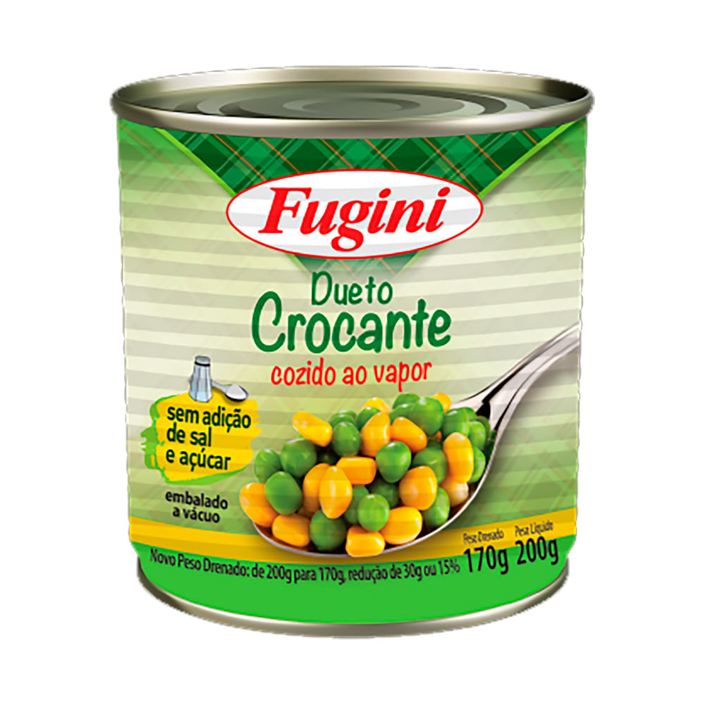 Dueto Ervilha e Milho Verde Fugini em Conserva Cozido no Vapor Croc 170g