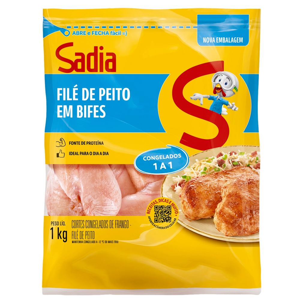 Filé de Peito de Frango Sadia em Bifes Congelado IQF 1kg