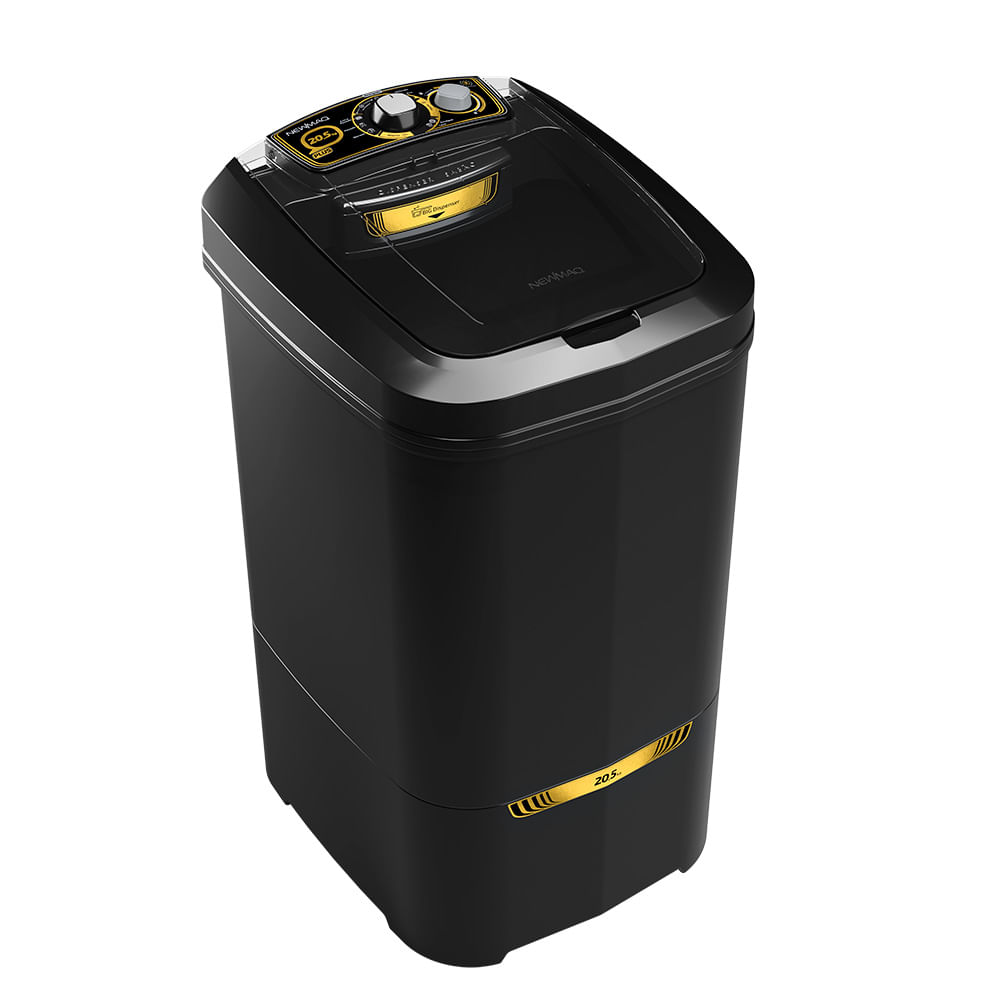 Lavadora de Roupa Newmaq Plus Semiautomático com Dreno Manual 20,5Kg Preta 220V