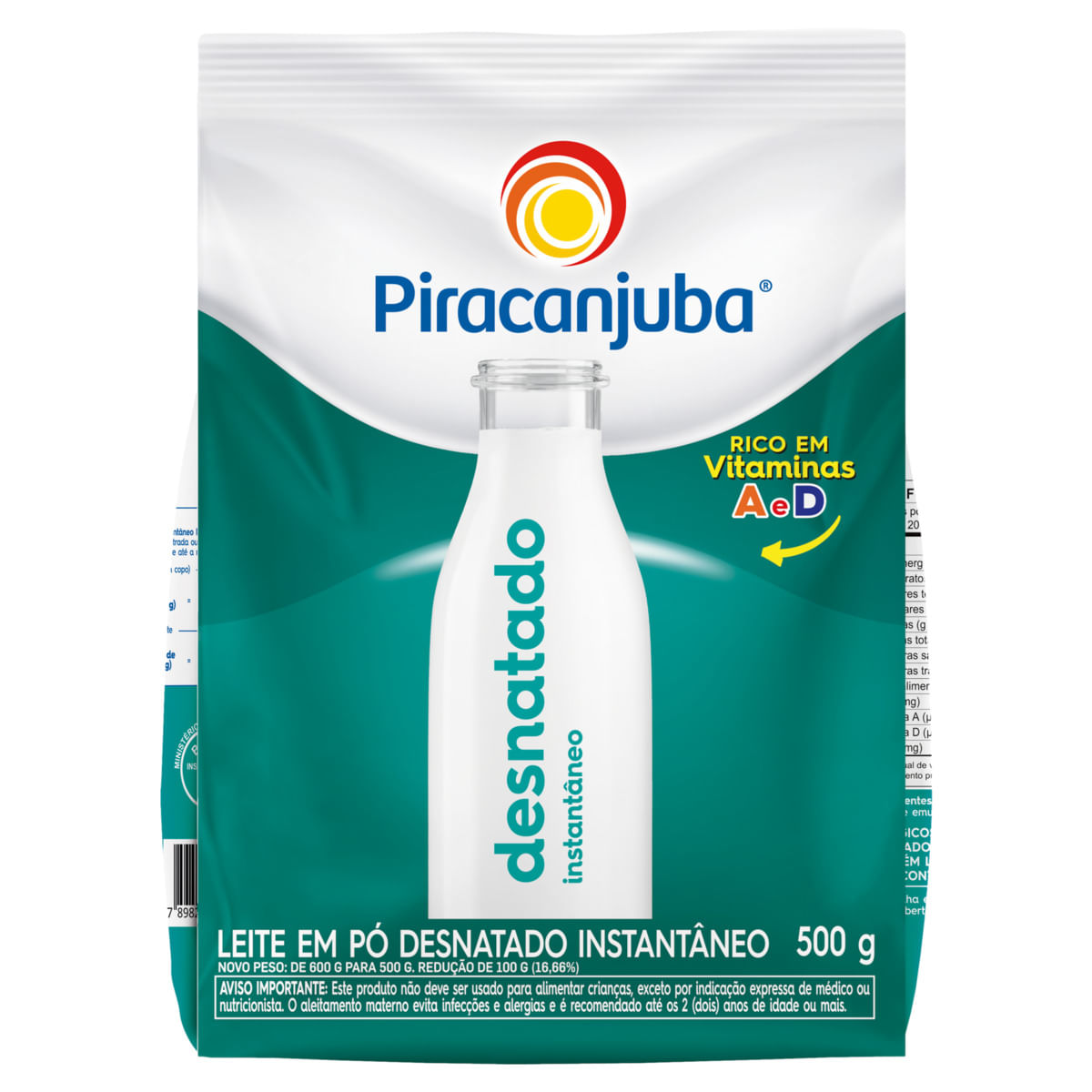 Leite em Pó Piracanjuba Desnatado Instantâneo Pouch 500g